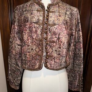 Soft Surroundings Women's Paisley Printed Jacket w/ Metallic Embroidery